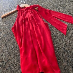 Express Red tie neck halter SZ M